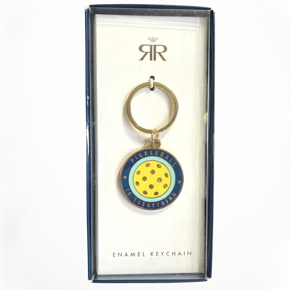Roberts and Reid Keychain Pickle Ball is Everything Enamel Key Keyring Gold Tone